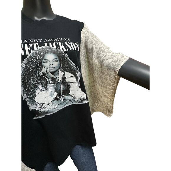 Janet Jackson Custom Upcycled Graphic Band Tee Kimono Top - Picture 4 of 6